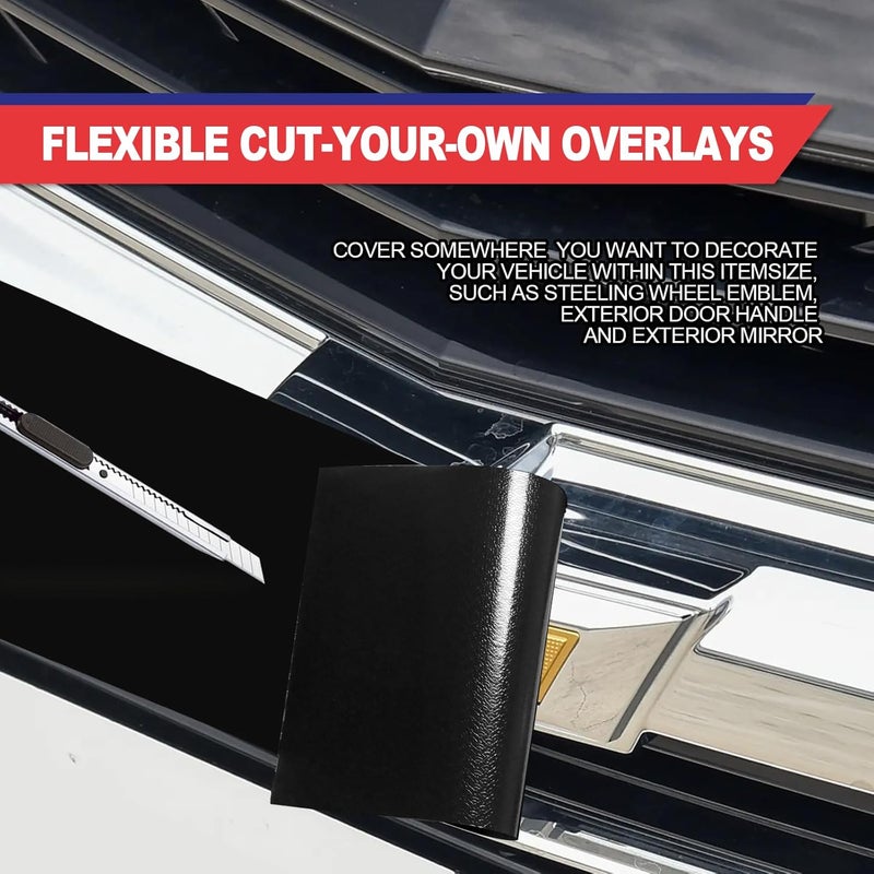 Vrasly Compatible with 11.8" x 4" 3PCS Chevy Bowtie Emblem Logo Stickers Cut DIY Decals, 3 Pcs Universal Logo Overlay Black - Image 5